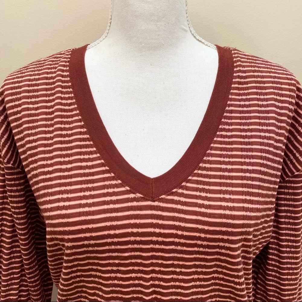Anthropologie ribbed pink marois Hannah v neck top 70’s 80’s inspired small - Picture 12 of 14